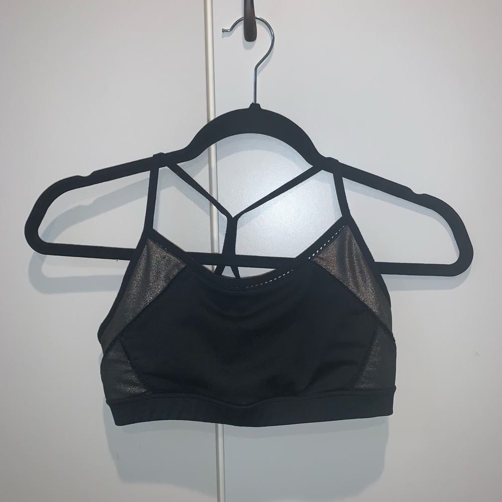 Black & Gold Glitter Sports Bra
